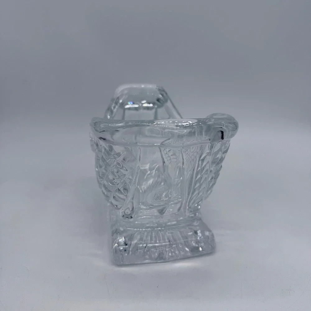 Clear Crystal Glass Christmas Sleigh Dish Diamond Quilted Holiday Candy‎ Bowl